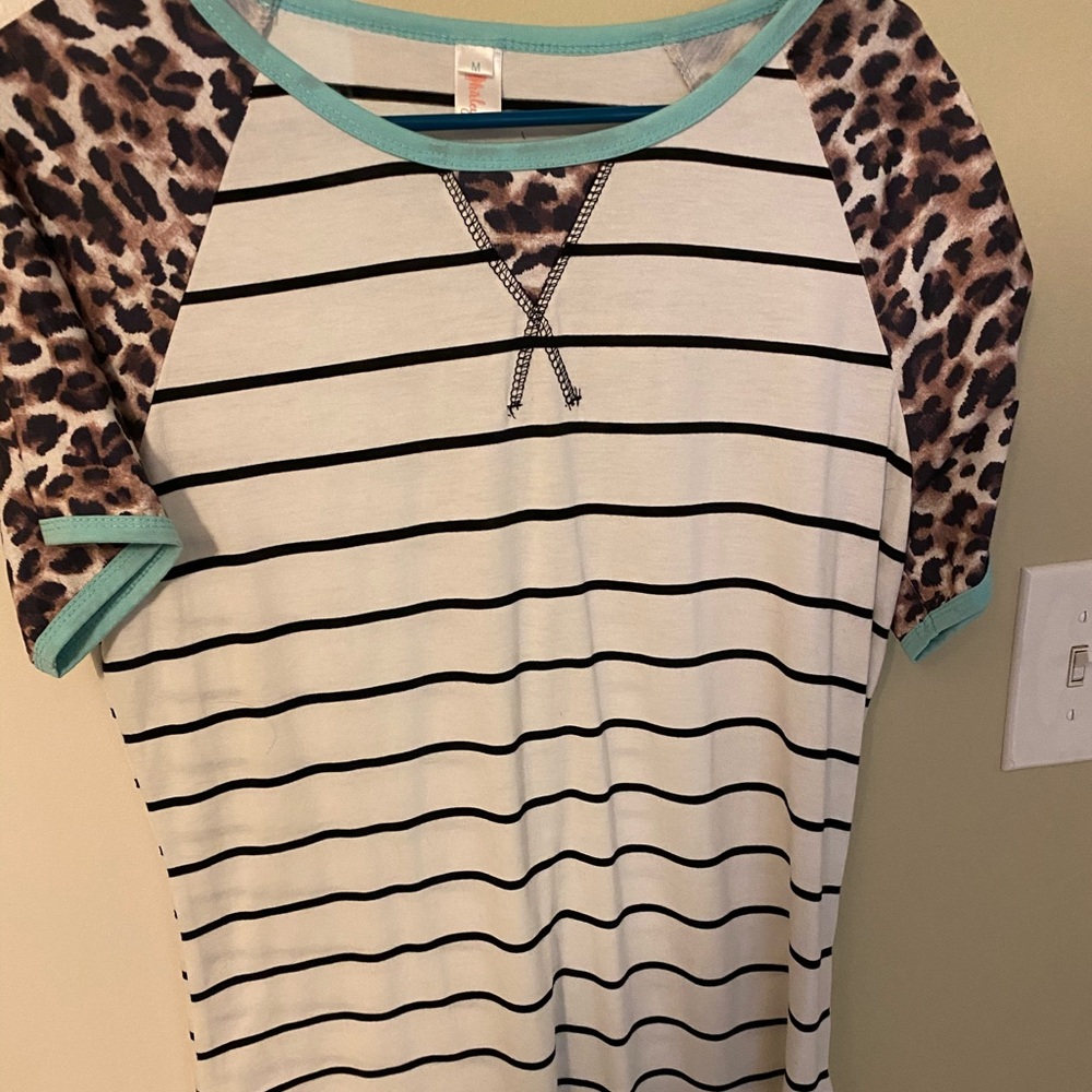 Boutique cheetah/teal shirt
